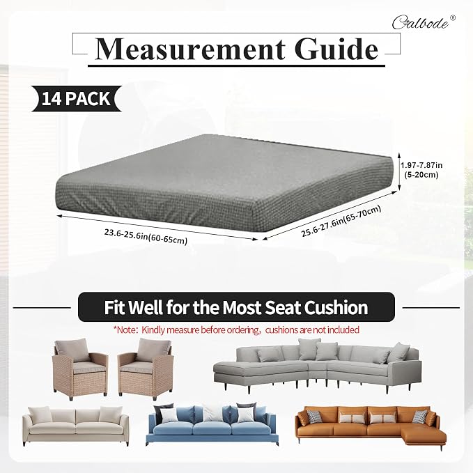 CALBODE 14Pcs Outdoor Stretch Cushion Covers, Waterproof Outdoor Chair Cushion - Image 2