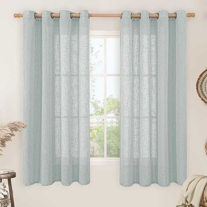 60 Inch Length Sheer Linen Curtains by LAMIT