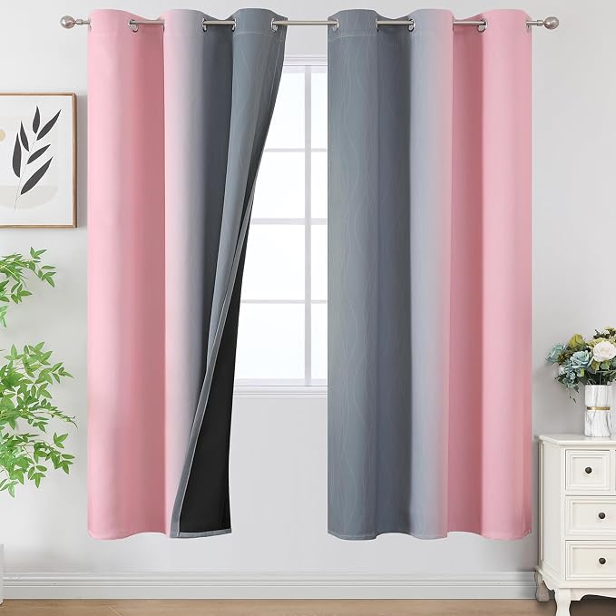 Ombre Grey and Pink Blackout Curtains by ESTELARTEXTILER