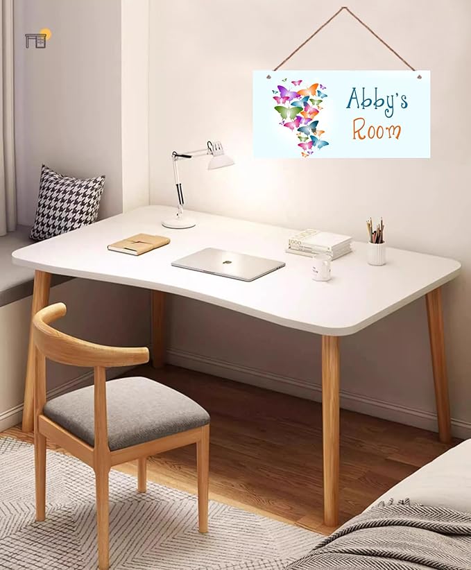 Personalized Colourful Butterflies Floral Signs for Girls Room Bedroom Door Hanging Wooden Signs Custom Baby Name Butterfly Door Hanger Baby Nursery Room Customized Kids Room Décor