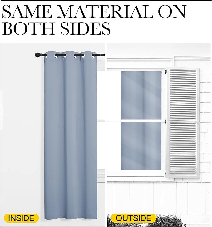 NICETOWN Vintage Blue Blackout Curtains 96 inches Length for Living Room, 2 Panels, 55" Wide, Thermal Insulated Long Drapes for Large Window