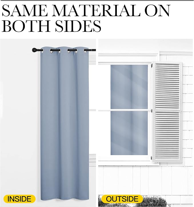 NICETOWN Vintage Blue Blackout Curtains 45 inches Length - Image 5