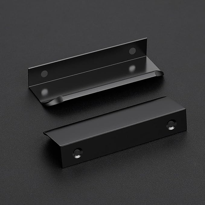 Ravinte Hardware 30 Pack Black Cabinet Handles, 4 Inch (102mm) Finger Edge Pulls, 3 Inch Hole Center, Finger Pulls for Cabinets