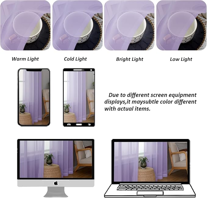Chyhomenyc Lilac Sheer Curtains 84 Inches Long - Image 8