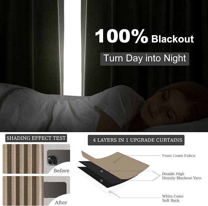 Topfinel Extra Long 132 Inch 100% Blackout Curtains - Image 6
