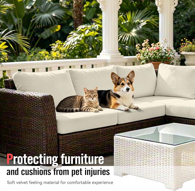 8Pcs Outdoor Cushion Covers, Stretch Patio Furniture Couch Chair Slipcovers | - Image 7