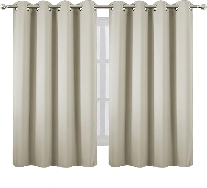 Light Beige Blackout Curtains/52 x 45 Inch Length Kids Curtains/Set of 2 Panels - Image 2