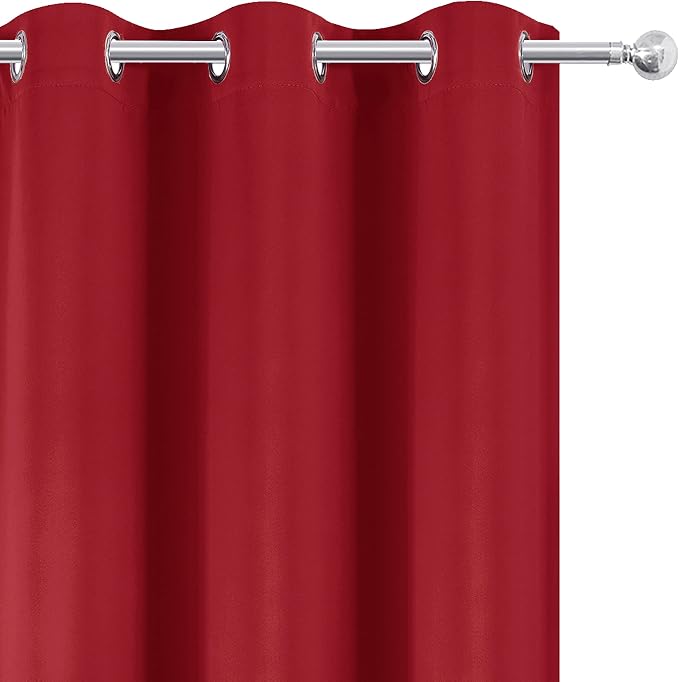 Blackout Curtains 52 x 84 inch/Bright Red Curtains Set of 2 Panels/Thermal - Image 7