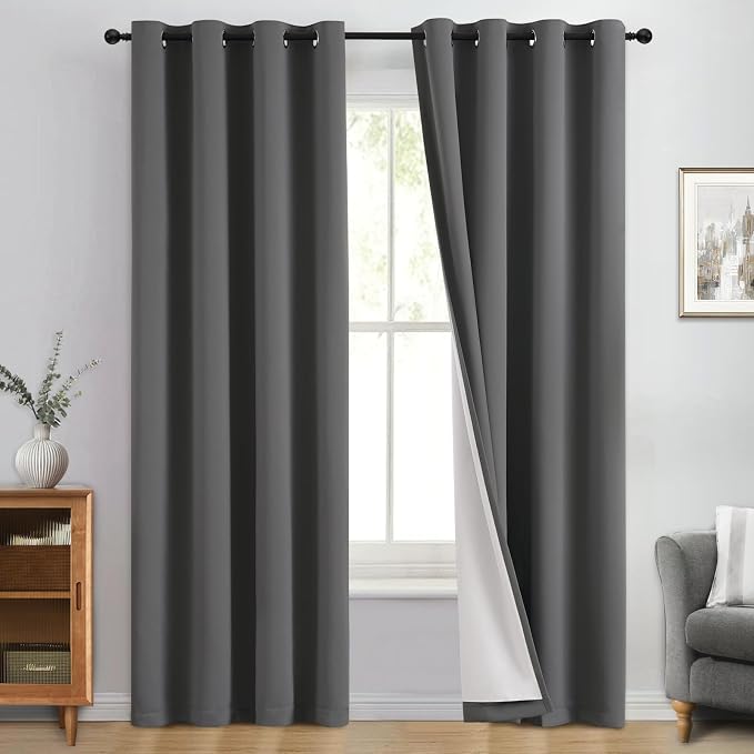 Yakamok Dove Grey 100% Blackout Curtains 84 Inches Long 50" Wide 2 Panel | by Yakamok