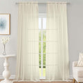 Cream Sheer Curtains 120 Inches Long 2 Panels Set, Airy Lightweight Sheer Cream by OWENIE