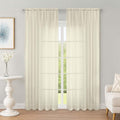 Sheer Curtains 84 Inches Long 2 Panels Set, Sheer Cream Curtains by OWENIE