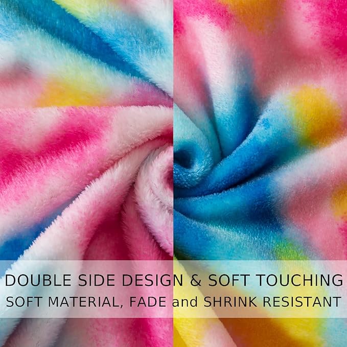 Flannel Colorful Blanket King Size for All Season - Premium Lightweight Anti-Static Super Soft Cozy Plush Rainbow Throw, Lightweight Microfiber Winter Warm Blanket 90" x 108"(Rainbow King)