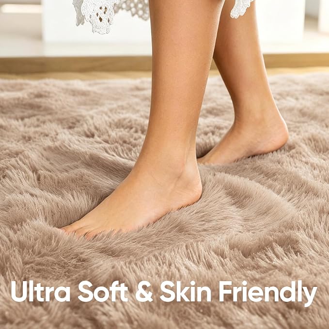 8x10 Extra Large Beige Fluffy Area Rug Non-Slip - Image 5