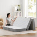 Foldable Mattress Twin 6 inch -Portable White Memory Foam Folding Matress with Washable Cover for Camping Travel Guest Room Home Use-Non-Slip&Easy Storage