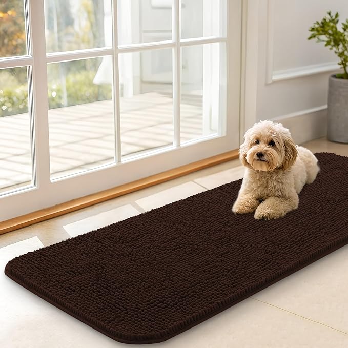 OLANLY Dog Door Mat for Muddy Paws 47x17, Super Absorbent Chenille Mud Mat | by OLANLY