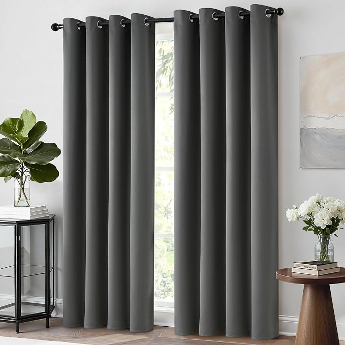 Yakamok Room Darkening Curtains 52x84 inch Length Dark Grey-Living Room | 2 - Image 2