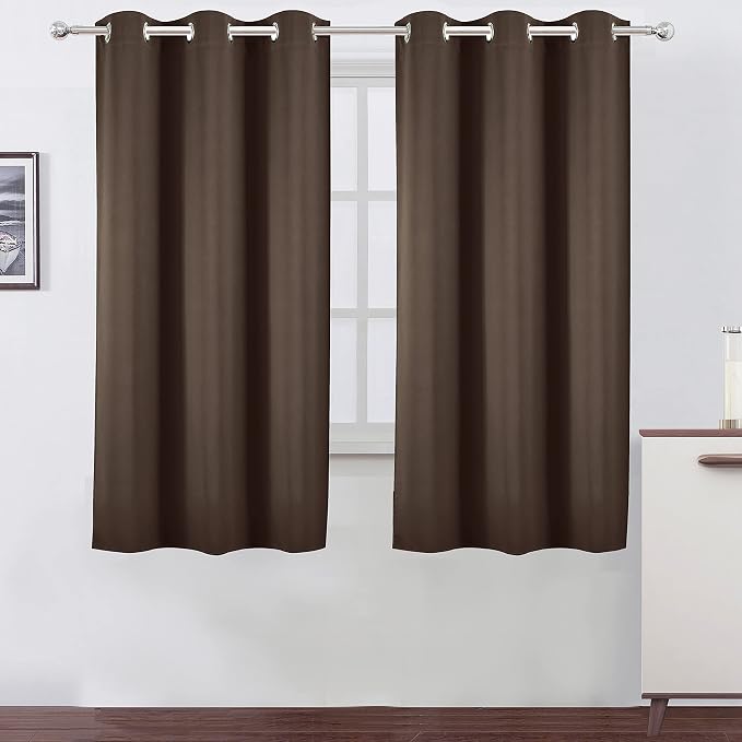 Chocolate Brown Blackout Curtains 40 x 63 Inch Length/Set of 2 Curtain by Lemomo