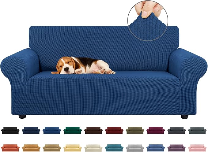 Stretch Loveseat Couch Cover, 2 Cushion Couch Slipcover, Classic Blue | 1-Piece by KEKUOU