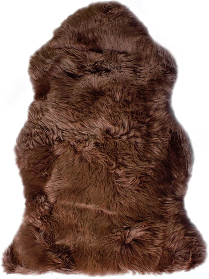 HUAHOO Premium Genuine Sheepskin Rug Brown Real Australia Sheepskin Natural by HUAHOO