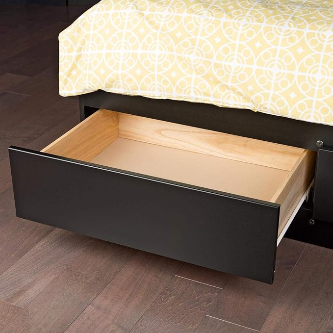 Prepac Mate's Queen 6-Drawer Minimalist Platform Storage Bed, Contemporary Queen Bed with Drawers 81.5" L x 63" W x 18.75" H, Black, BBQ-6200-3K