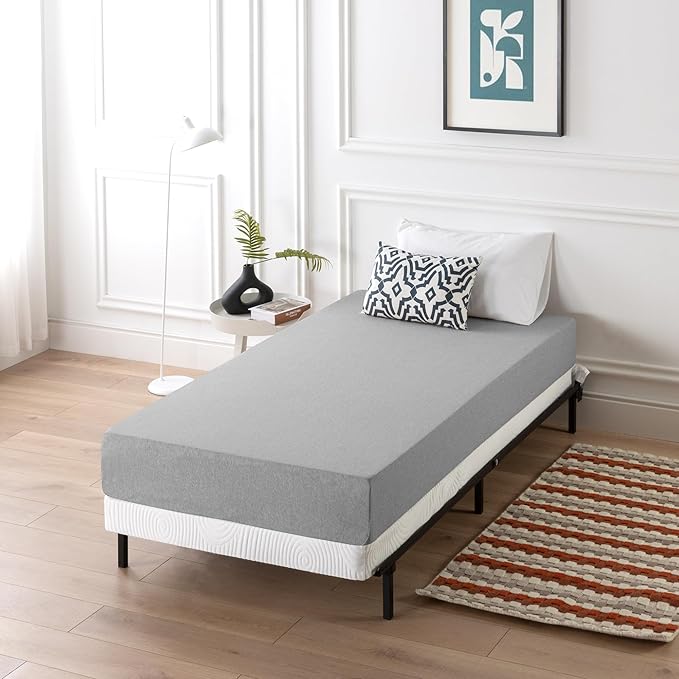 ZINUS 4 Inch Box Spring with Cover, No Assembly Mattress Foundation, Sturdy Metal Structure, Twin, White