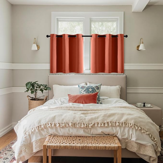 MIULEE Fall Blackout Curtains for Bedroom 2 Panel 40"x36" Long Burnt Orange | - Image 7