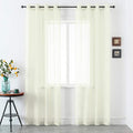 DUALIFE Cream Beige Sheer Curtains for Bedroom 84 inch Length 2 Panel Set Light Filtering Semi Sheer Farmhouse Style Living Room Curtains 52X84 Inches 2 Panels Ivory