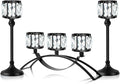 Black Set of 3 Crystal Candle Holders Arched - Elegant Tabletop Candelabra Centerpiece for Weddings, Dining Room Decor, Modern Home & Cabinet Display Housewarming