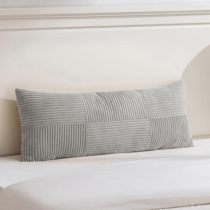 Fancy Homi Set of 2 Grey Boho Long Lumbar Body Decorative Throw Pillow Cover - Image 6