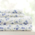 Linen Market Double-Brushed Patterned Microfiber Full Sheet Set 4 Piece – Oeko-TEX Certified Ultra Soft & Wrinkle-Free - 16" Deep Pocket Sheets - Easy Care Full Size - Blossoms Light Blue