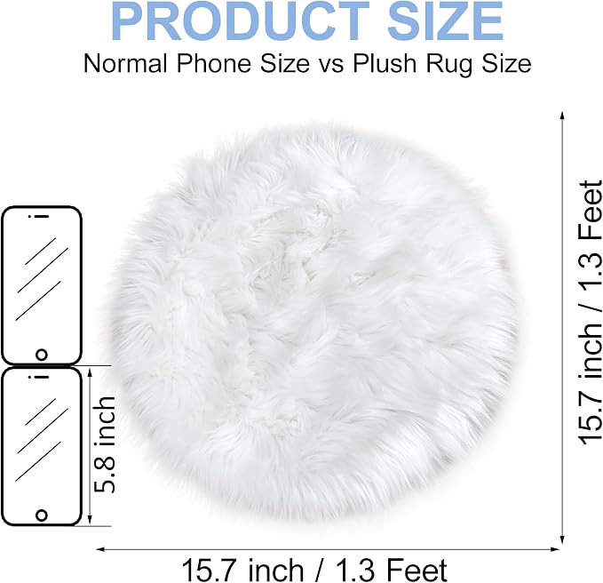15.7 Inch Mini Small Fur Rug Round - Image 2