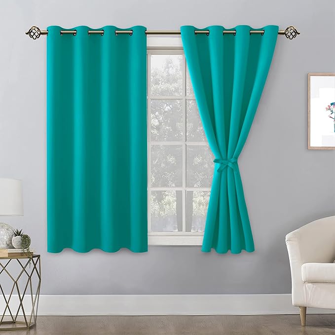 Blackout Curtains for Bedroom, Peacock Teal, 52 x 54 Inch, 2 Panels | Thermal - Image 8