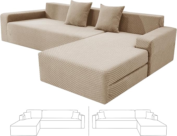 ZNSAYOTX Sectional Couch Covers, Stretch Jacquard Slipcovers by ZNSAYOTX