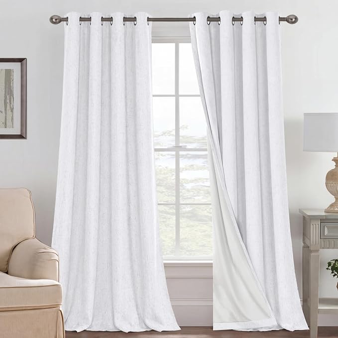 H.VERSAILTEX Blackout Curtains Linen Curtains 120 inches Long 100% Black Out by HVERSAILTEX