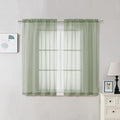 2 Panels Sheer Sage Green Curtains 54 Inches Length Window Treatment by OVZME