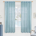 Stone Blue Semi Sheer Window Linen Curtains 63 Inch Length | Soft Thick by LAMIT