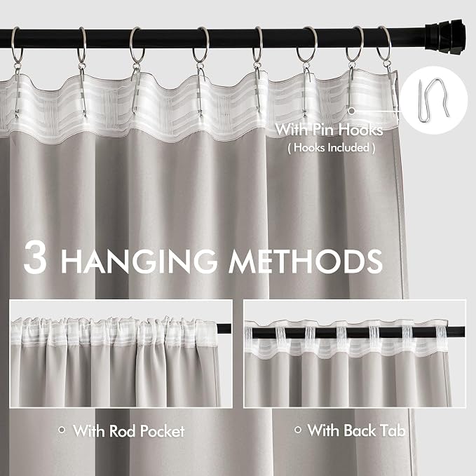 MIULEE Cobblestone Back Tab Blackout Curtains 52x84 Inch Length 2 Panel Set | - Image 4