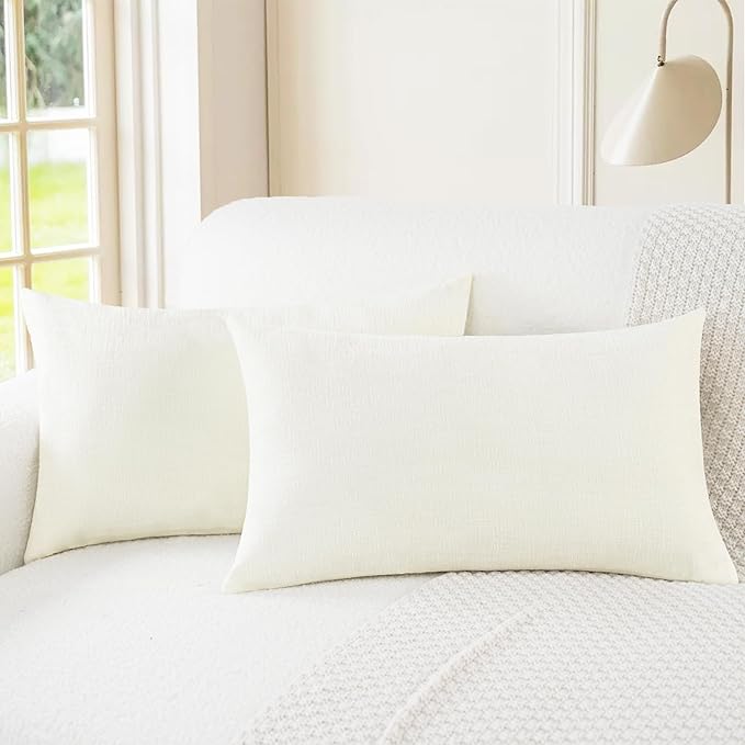 CaliTime Decorative Couch Throw Pillow Covers 26 X 16 Inches Cream | Pack of 2 by CaliTime