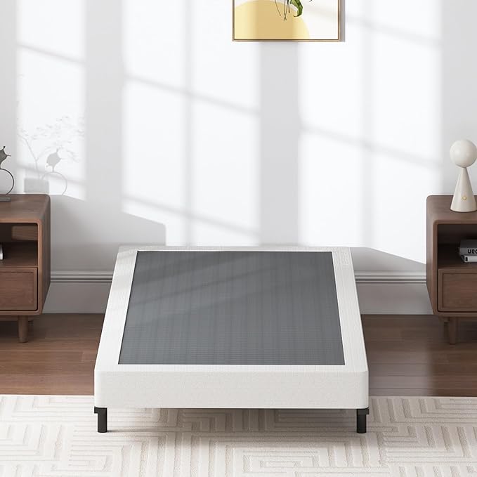 Twin Box Spring 5 Inch Low Profile Heavy Duty Metal Structure with Easy Clean Fabric Bed Cover, Non-Slip, No Noise, Easy Assembly