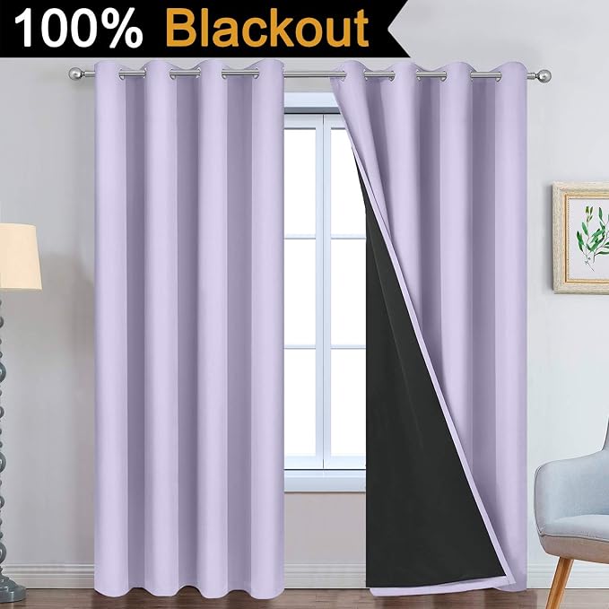 Yakamok Lilac 100% Blackout Curtains 84 Inches Long - Image 2