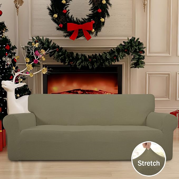 Easy-Going Stretch Oversized Sofa Couch Slipcover Washable Khaki | 1-Piece - Image 2