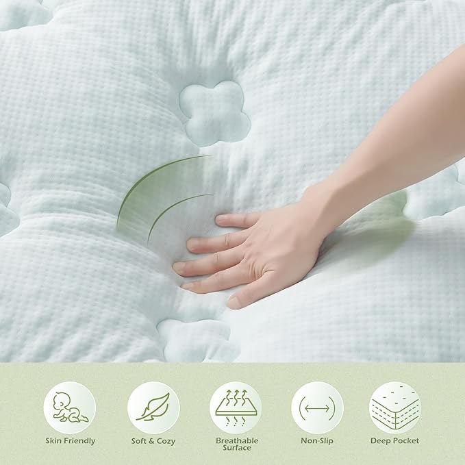 Hansleep RV Short Queen Mattress Topper Viscose Derived from Bamboo, Camping Memory Foam Pillow Top Mattress Topper, Breathable Mattress Pad for Back Pain Relief, 60" x 75", White