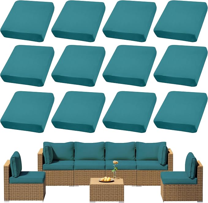 12Pcs Outdoor Cushion Covers, Elastic Patio Cushion Covers | Washable, by dreahoteztil
