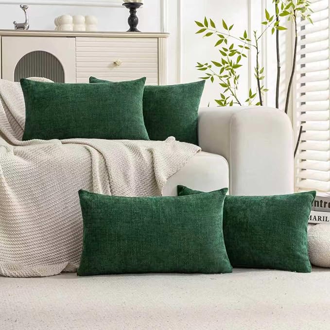Set of 4 Soft Textured Decorative Throw Pillow Covers 12X20 Inch Cozy Farmhouse by Cozoomy