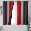 Red and Black Ombre Blackout Bedroom Curtains 54 Inch Long | Room Darkening by ESTELARTEXTILER