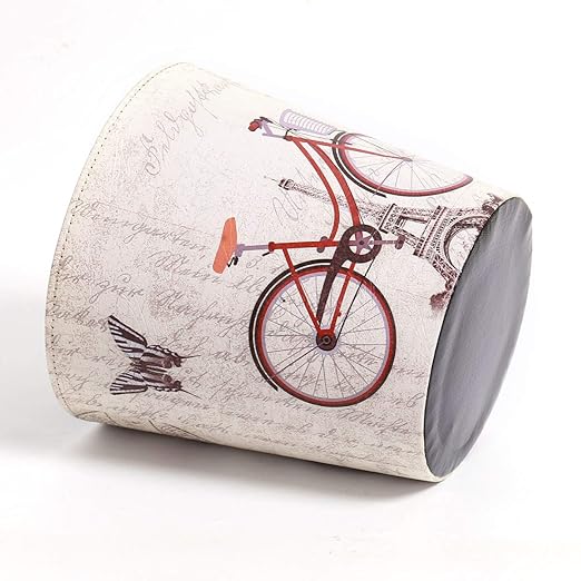 Vintage Decorative Wastebasket,Floral Design Trash Can, Classic Fashion Theme Garbage Bin,Waste Basket For Small Office Baskets,Bederoom Bins,Farmhouse Decor Cans, 2.9 Gallon Wastebaskets(Bicycle)