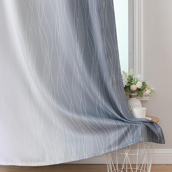 Grey and Greyish White Ombre Blackout Curtains - Image 6