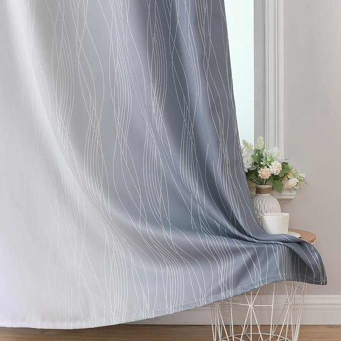 Grey and Greyish White Ombre Blackout Curtains - Image 6