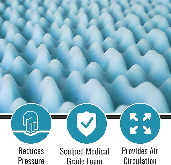 DMI Foam Mattress Topper, Egg Crate Foam Pad, Mattress Pad and Bed Topper for Support, Air Circulation, Pressure Relief and Weight Distribution, Full Size Mattress, 50 x 72 x 2, Blue