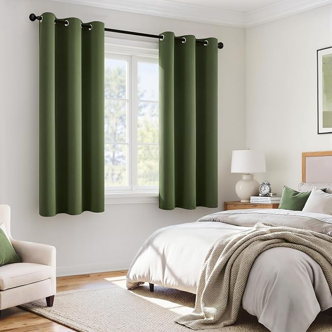 MIULEE Olive Green 100% Blackout Curtains - Image 6